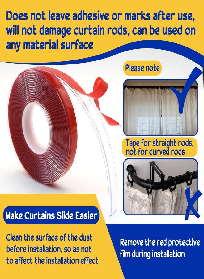 LUTQ 13 Ft Rod Tape - Smooth and Silent Sliding Accessories for Drapery Rings - Hard Surface - Wide - Make Curtains Slide Easier - Image 5